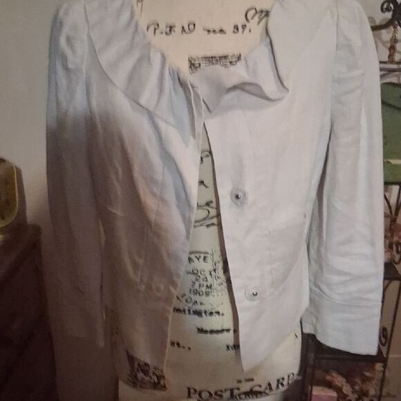 Elevenses Cream Linen Blazer Size 6 - Picture 3 of 9
